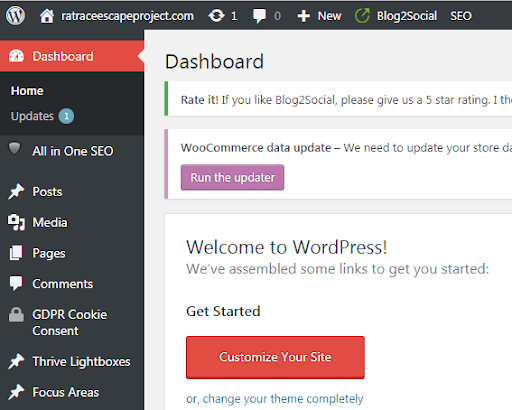 Wordpress dashboard example