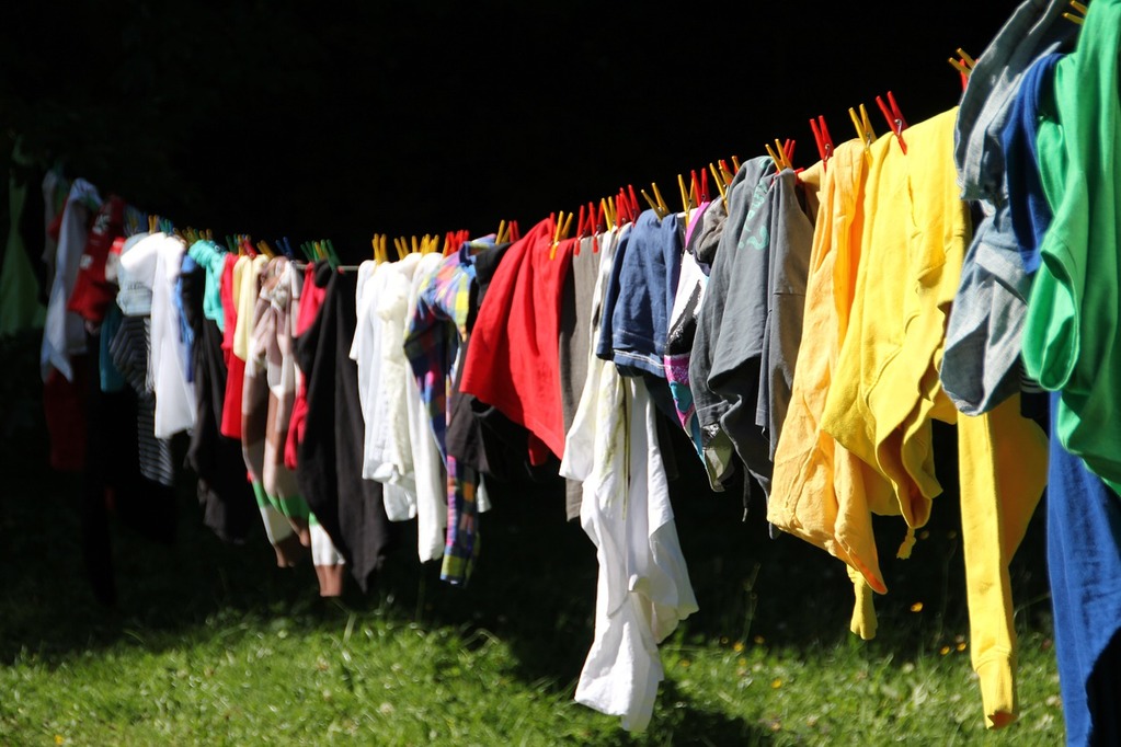 coloured clothes on washing line